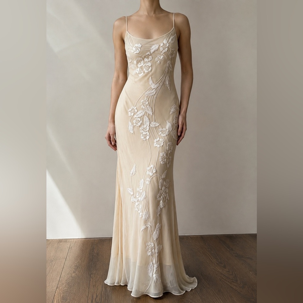 Vintage 100% Silk Beaded Dress Vintage Beaded Dress Sue Wong Dress Wedding Fairy